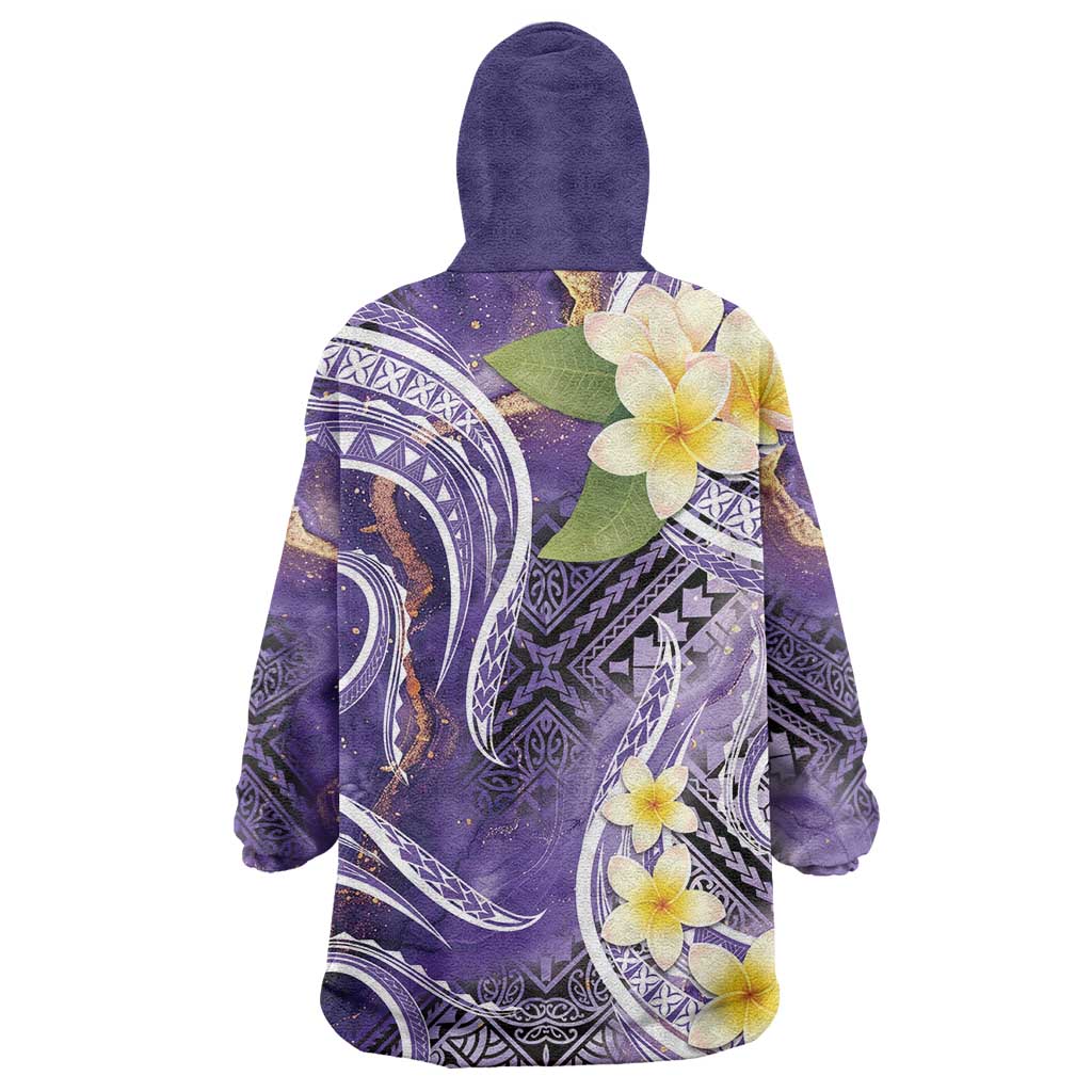 Polynesian Tribal Tattoo Wearable Blanket Hoodie Plumeria Purple Marble Pattern LT9 - Polynesian Pride