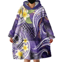 Polynesian Tribal Tattoo Wearable Blanket Hoodie Plumeria Purple Marble Pattern LT9 - Polynesian Pride
