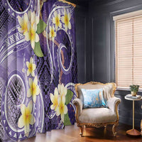 Polynesian Tribal Tattoo Window Curtain Plumeria Purple Marble Pattern