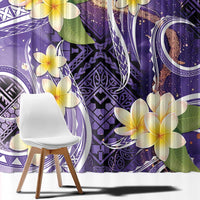 Polynesian Tribal Tattoo Window Curtain Plumeria Purple Marble Pattern