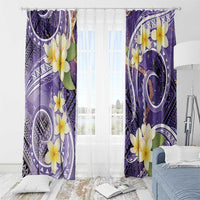 Polynesian Tribal Tattoo Window Curtain Plumeria Purple Marble Pattern