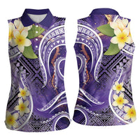 Polynesian Tribal Tattoo Women Sleeveless Polo Shirt Plumeria Purple Marble Pattern LT9 - Polynesian Pride