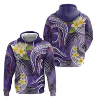 Polynesian Tribal Tattoo Zip Hoodie Plumeria Purple Marble Pattern