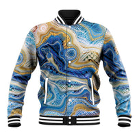 Polynesian Tribal Tattoo Baseball Jacket Swirling Ocean Marble Pattern