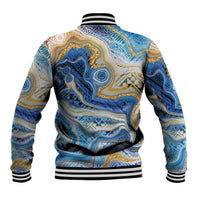 Polynesian Tribal Tattoo Baseball Jacket Swirling Ocean Marble Pattern