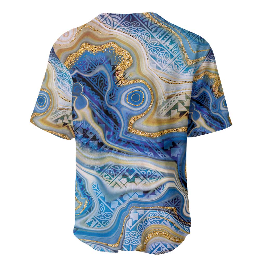 Polynesian Tribal Tattoo Baseball Jersey Swirling Ocean Marble Pattern LT9 - Polynesian Pride