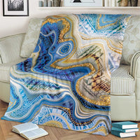 Polynesian Tribal Tattoo Blanket Swirling Ocean Marble Pattern