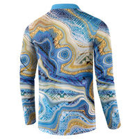 Polynesian Tribal Tattoo Button Sweatshirt Swirling Ocean Marble Pattern