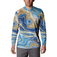 Polynesian Tribal Tattoo Button Sweatshirt Swirling Ocean Marble Pattern