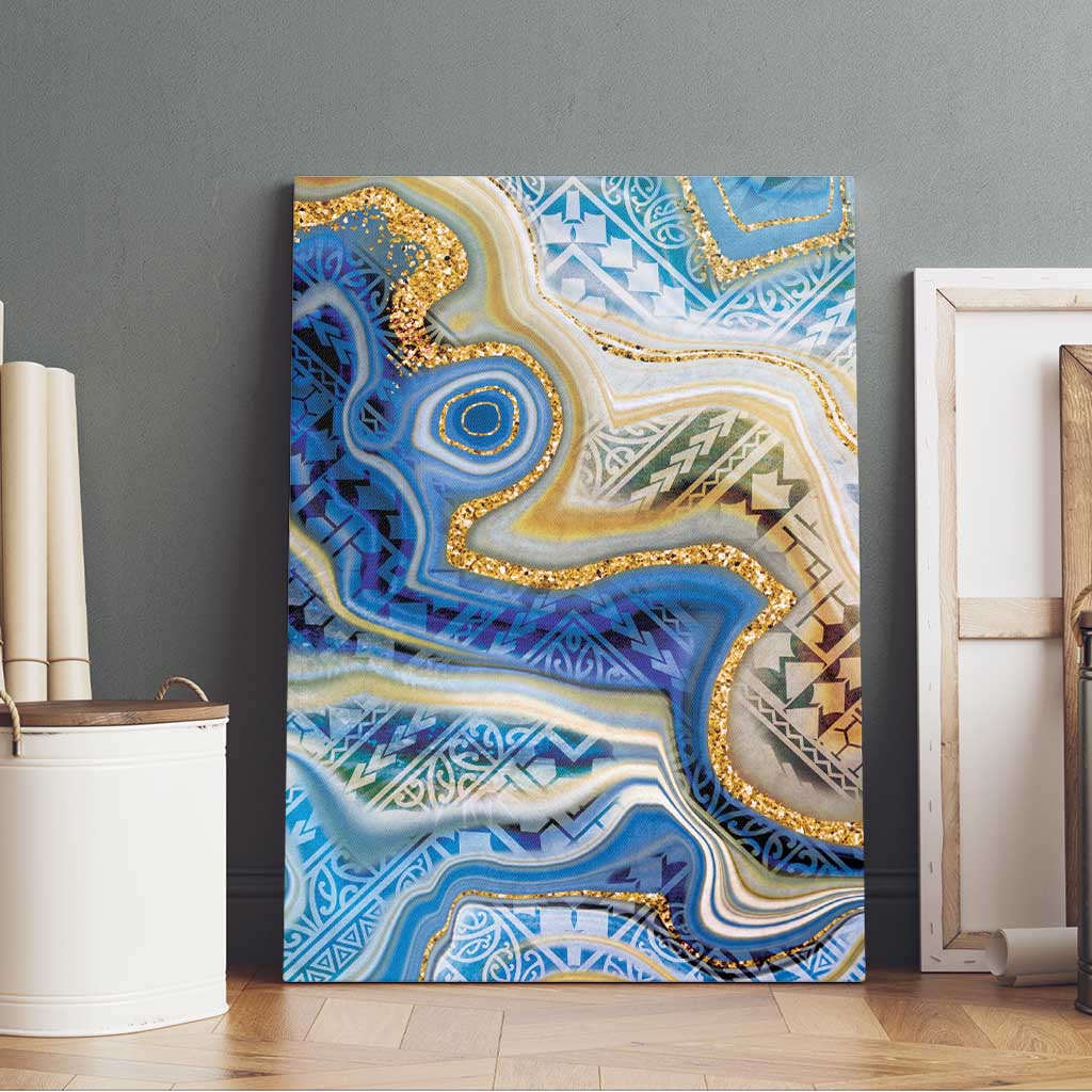 Polynesian Tribal Tattoo Canvas Wall Art Swirling Ocean Marble Pattern