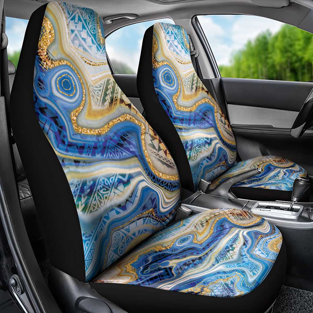 Polynesian Tribal Tattoo Car Seat Cover Swirling Ocean Marble Pattern