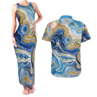 Polynesian Tribal Tattoo Couples Matching Tank Maxi Dress and Hawaiian Shirt Swirling Ocean Marble Pattern LT9 Ocean - Polynesian Pride