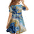 Polynesian Tribal Tattoo Family Matching Off The Shoulder Long Sleeve Dress and Hawaiian Shirt Swirling Ocean Marble Pattern