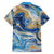 Polynesian Tribal Tattoo Family Matching Off The Shoulder Long Sleeve Dress and Hawaiian Shirt Swirling Ocean Marble Pattern