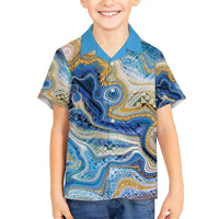 Polynesian Tribal Tattoo Family Matching Tank Maxi Dress and Hawaiian Shirt Swirling Ocean Marble Pattern LT9 Son's Shirt Ocean - Polynesian Pride