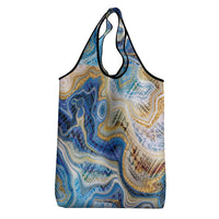 Polynesian Tribal Tattoo Grocery Bag Swirling Ocean Marble Pattern