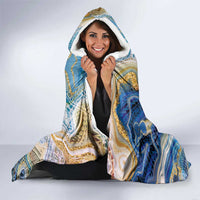 Polynesian Tribal Tattoo Hooded Blanket Swirling Ocean Marble Pattern