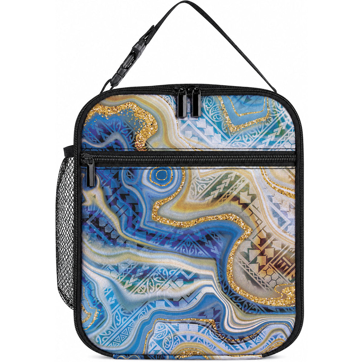 Polynesian Tribal Tattoo Lunch Bag Swirling Ocean Marble Pattern LT9 10.2 × 8.3 × 4.3 inch Ocean - Polynesian Pride