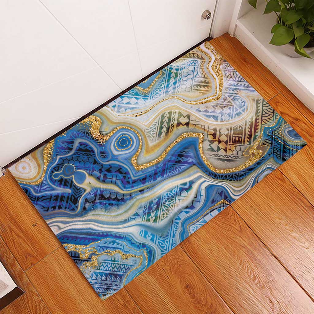 Polynesian Tribal Tattoo Rubber Doormat Swirling Ocean Marble Pattern LT9 - Polynesian Pride
