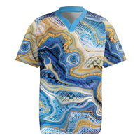Polynesian Tribal Tattoo Rugby Jersey Swirling Ocean Marble Pattern