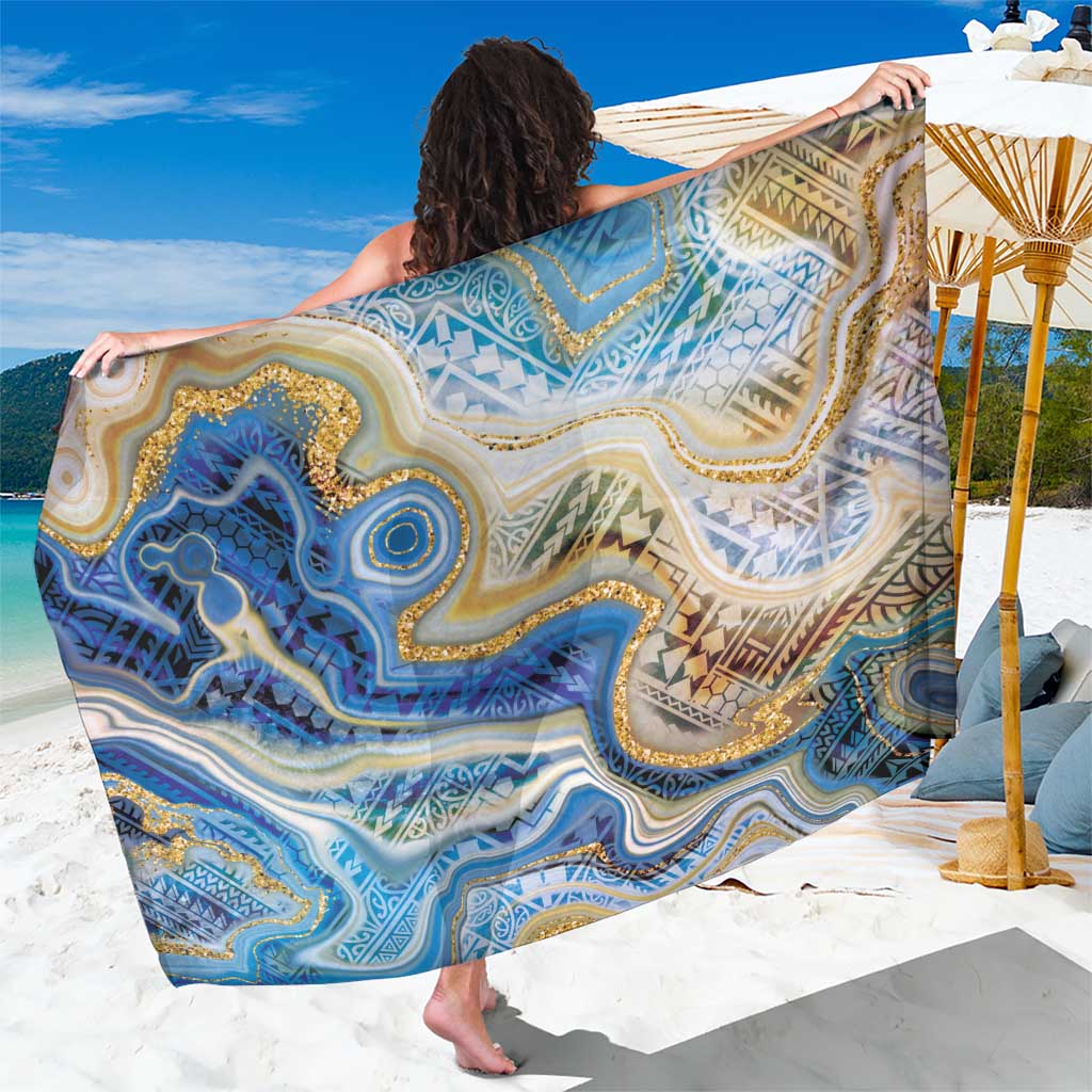 Polynesian Tribal Tattoo Sarong Swirling Ocean Marble Pattern