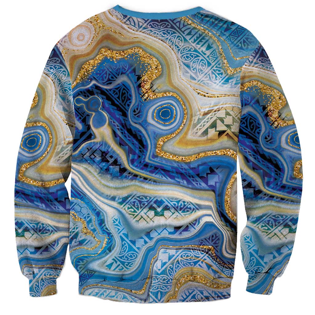 Polynesian Tribal Tattoo Sweatshirt Swirling Ocean Marble Pattern LT9 - Polynesian Pride