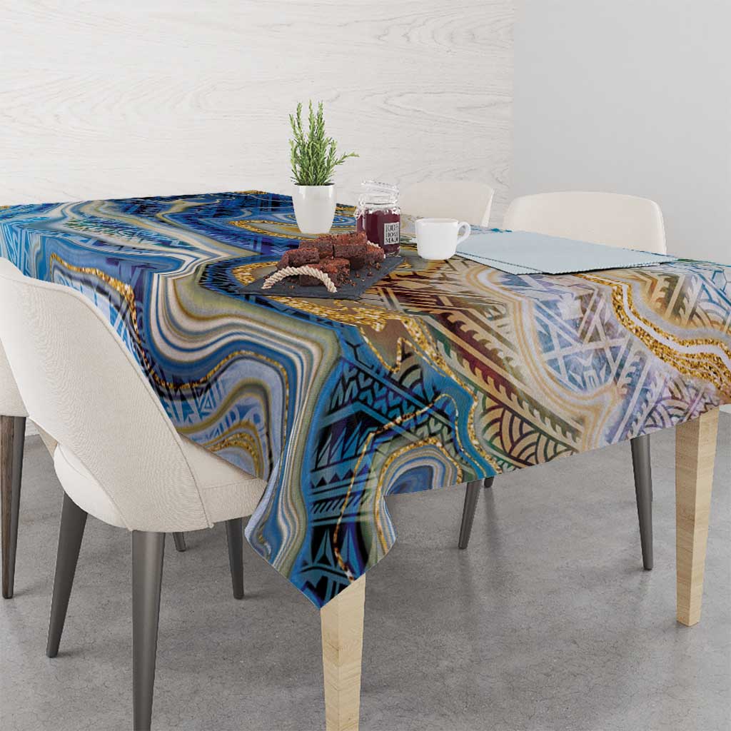 Polynesian Tribal Tattoo Tablecloth Swirling Ocean Marble Pattern LT9 - Polynesian Pride