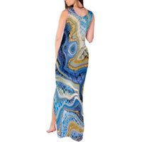 Polynesian Tribal Tattoo Tank Maxi Dress Swirling Ocean Marble Pattern