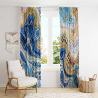 Polynesian Tribal Tattoo Window Curtain Swirling Ocean Marble Pattern