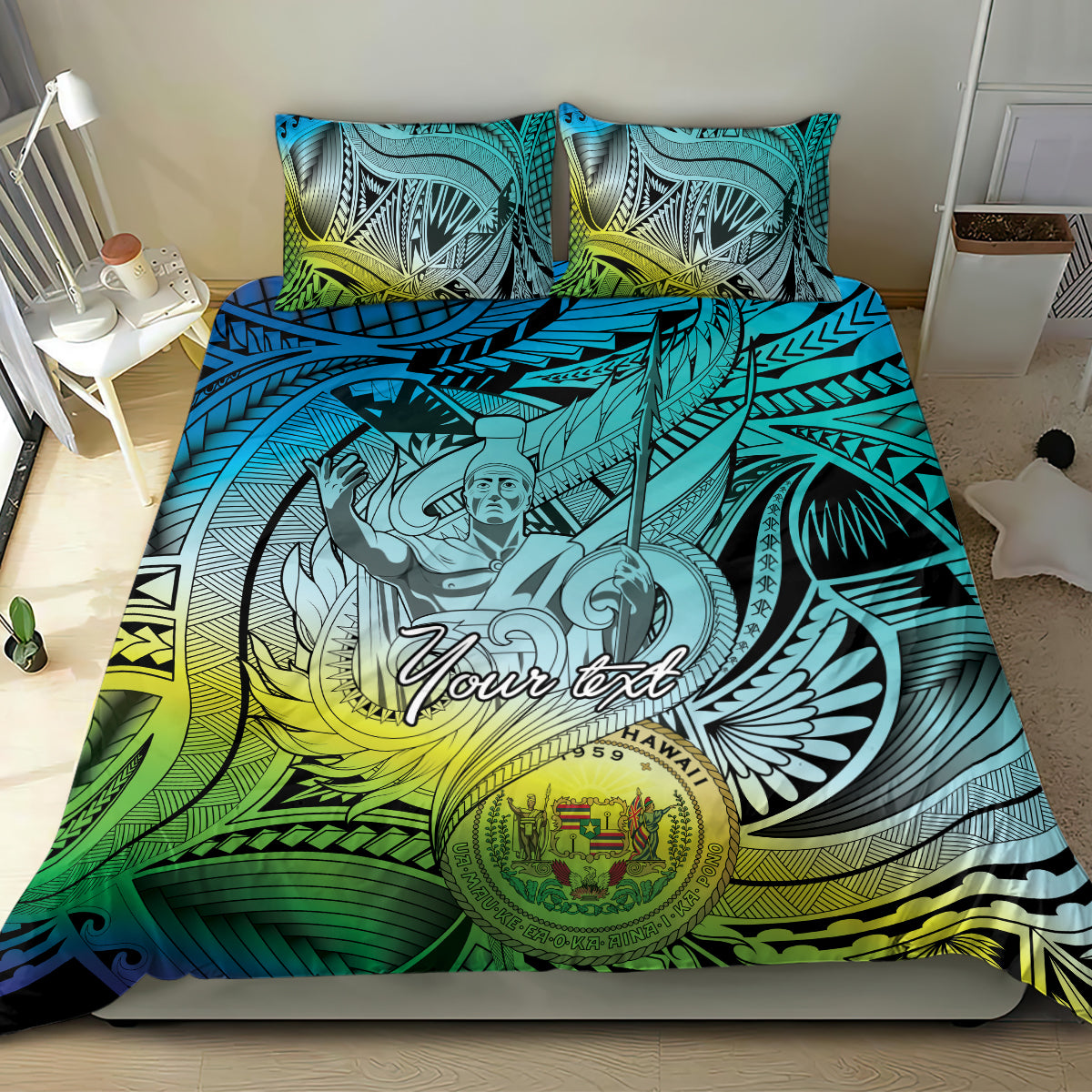Personalised Aloha King Kamehameha Spirits Bedding Set Art Special