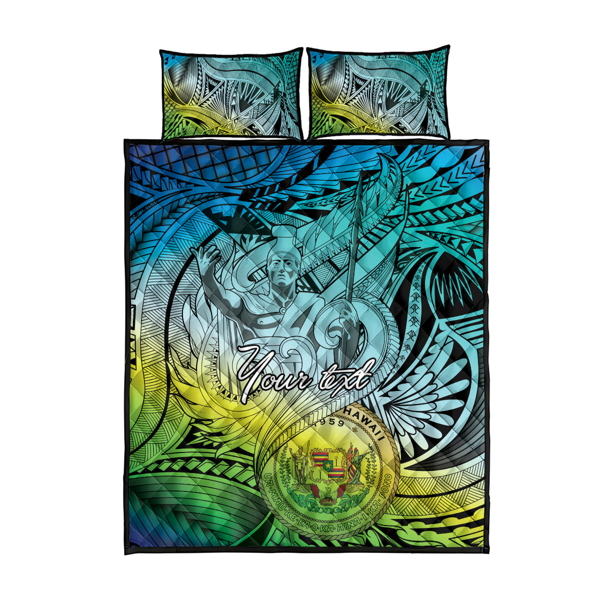 Personalised Aloha King Kamehameha Spirits Quilt Bed Set Art Special
