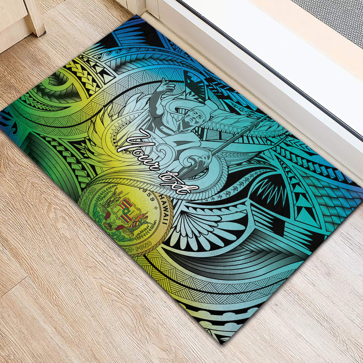 Personalised Aloha King Kamehameha Spirits Rubber Doormat Art Special