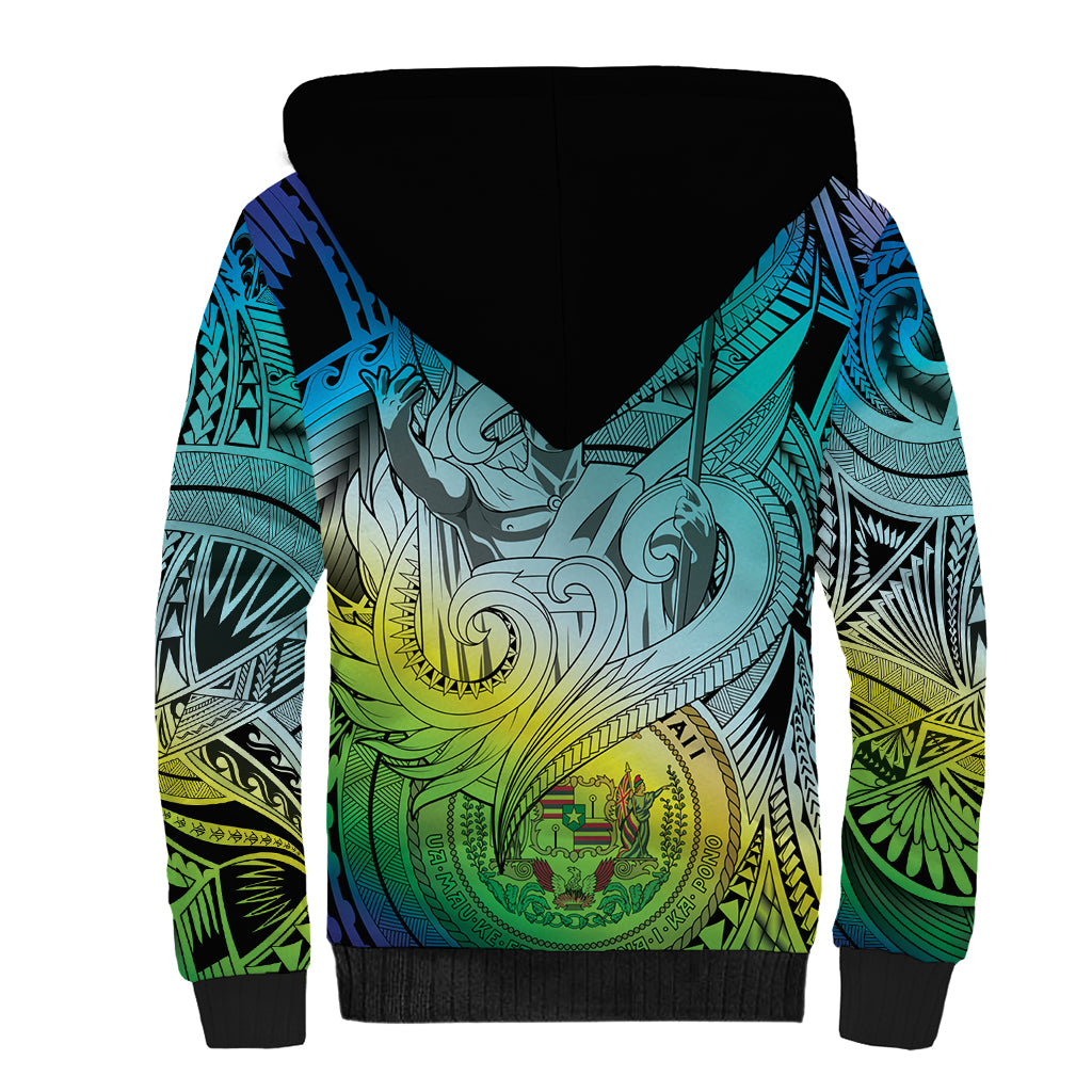 Personalised Aloha King Kamehameha Spirits Sherpa Hoodie Art Special LT9 - Polynesian Pride