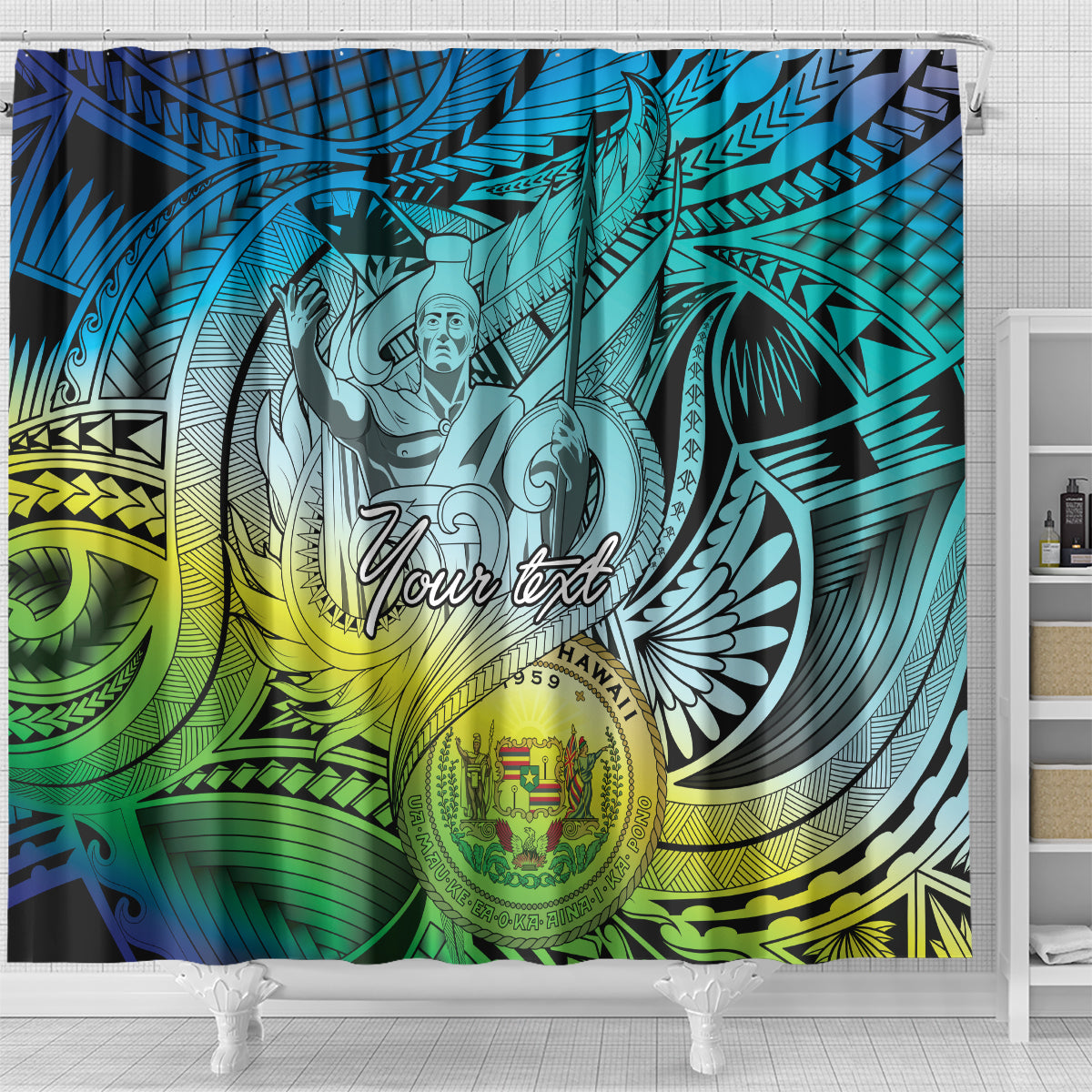 Personalised Aloha King Kamehameha Spirits Shower Curtain Art Special