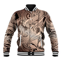 Personalised Aloha King Kamehameha Spirits Baseball Jacket Beige Special LT9 Unisex Beige - Polynesian Pride
