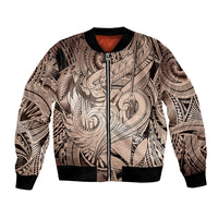Personalised Aloha King Kamehameha Spirits Bomber Jacket Beige Special LT9 Unisex Beige - Polynesian Pride