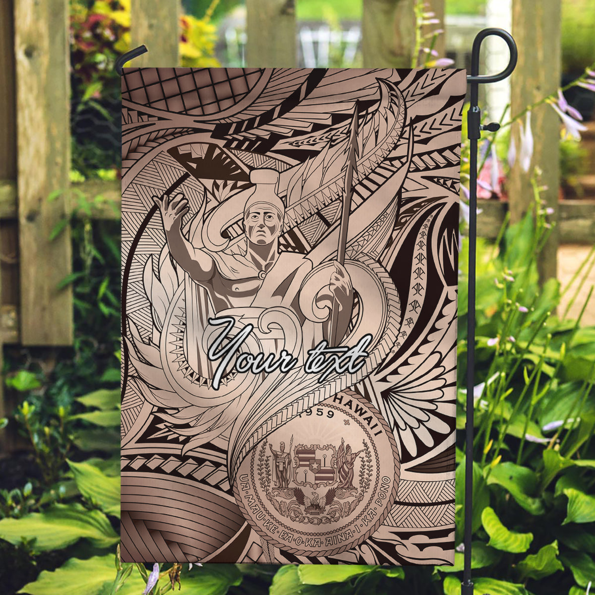 Personalised Aloha King Kamehameha Spirits Garden Flag Beige Special