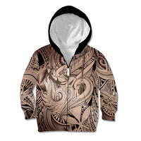 Personalised Aloha King Kamehameha Spirits Kid Hoodie Beige Special LT9 Zip Hoodie Beige - Polynesian Pride