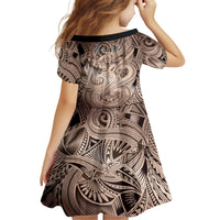 Personalised Aloha King Kamehameha Spirits Kid Short Sleeve Dress Beige Special LT9 - Polynesian Pride