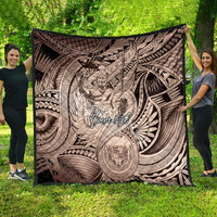 Personalised Aloha King Kamehameha Spirits Quilt Beige Special LT9 - Polynesian Pride