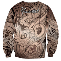 Personalised Aloha King Kamehameha Spirits Sweatshirt Beige Special LT9 - Polynesian Pride