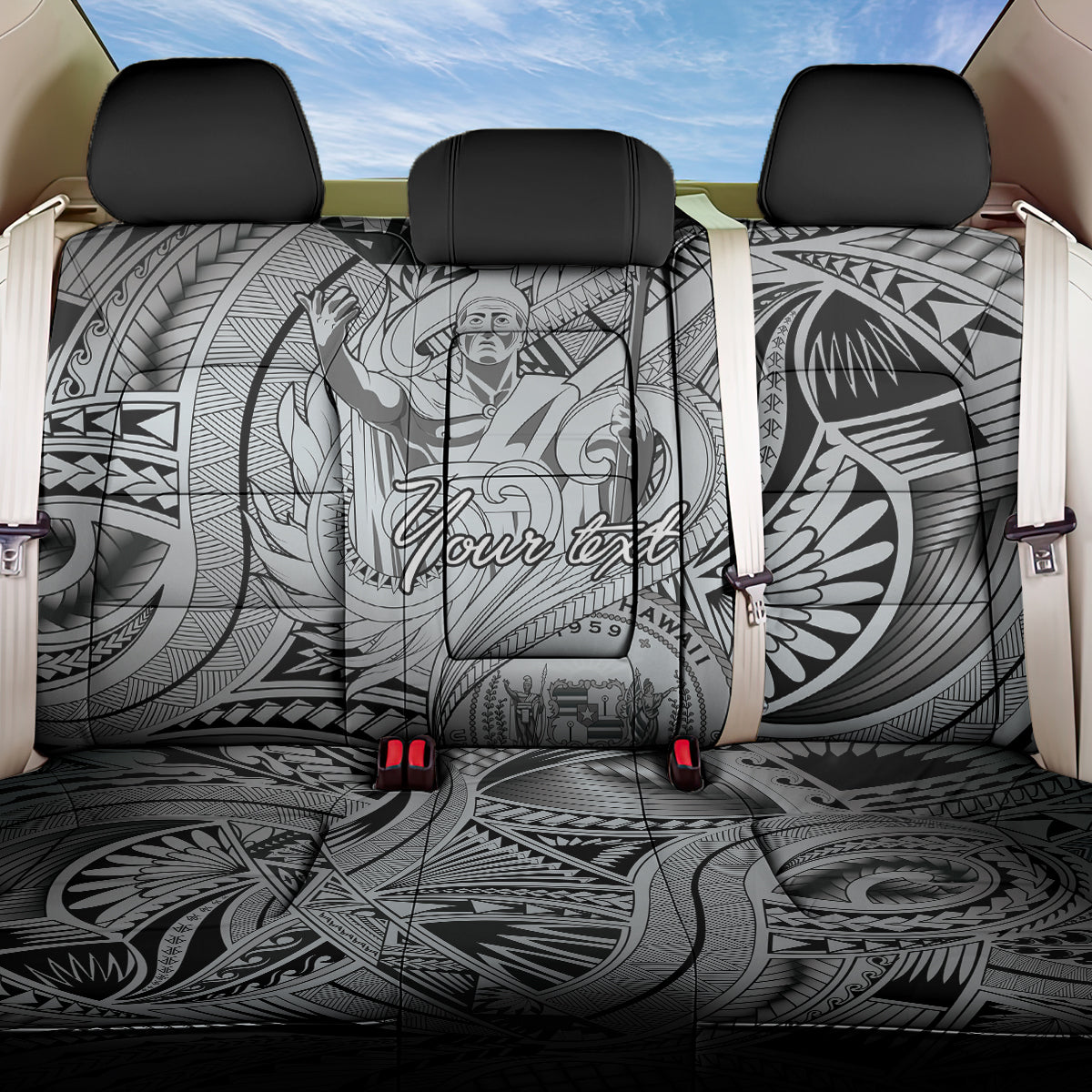 Personalised Aloha King Kamehameha Spirits Back Car Seat Cover Grey Special LT9