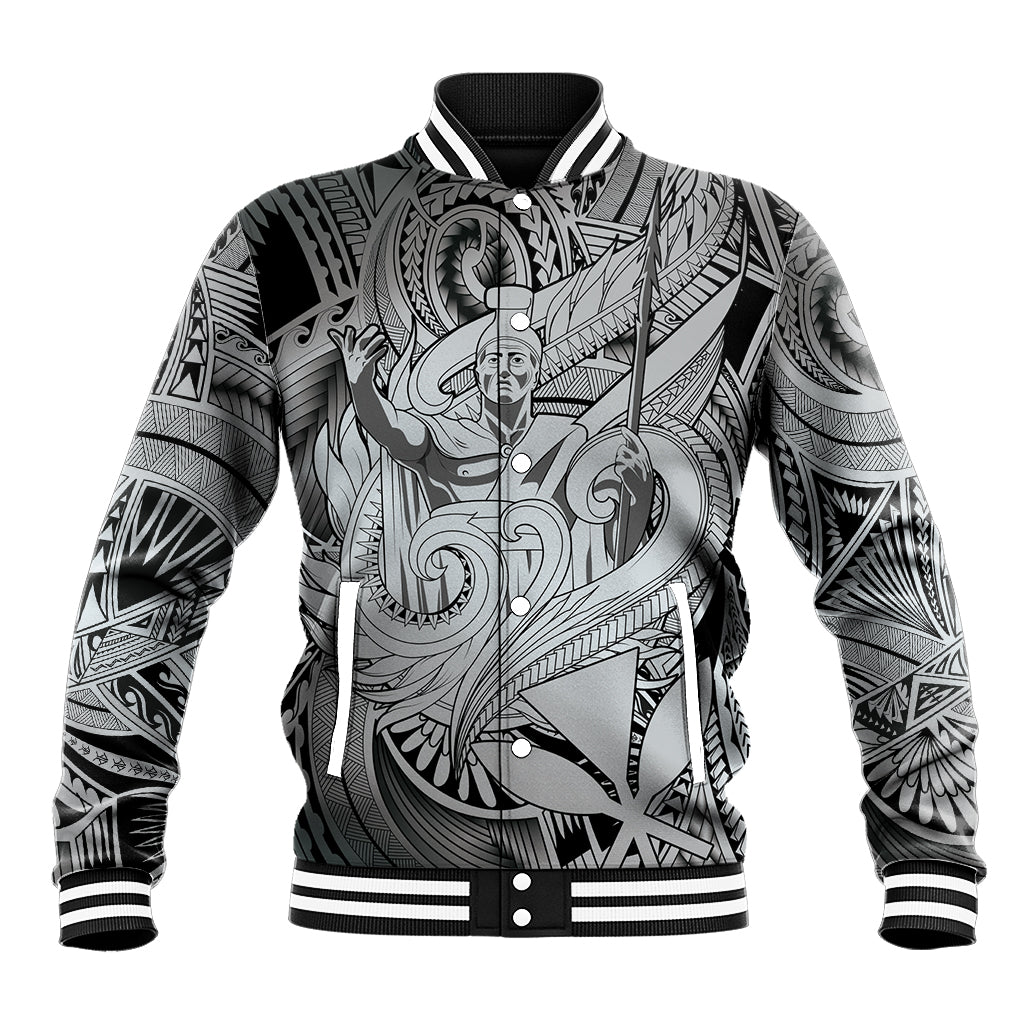 Personalised Aloha King Kamehameha Spirits Baseball Jacket Grey Special LT9 Unisex Grey - Polynesian Pride