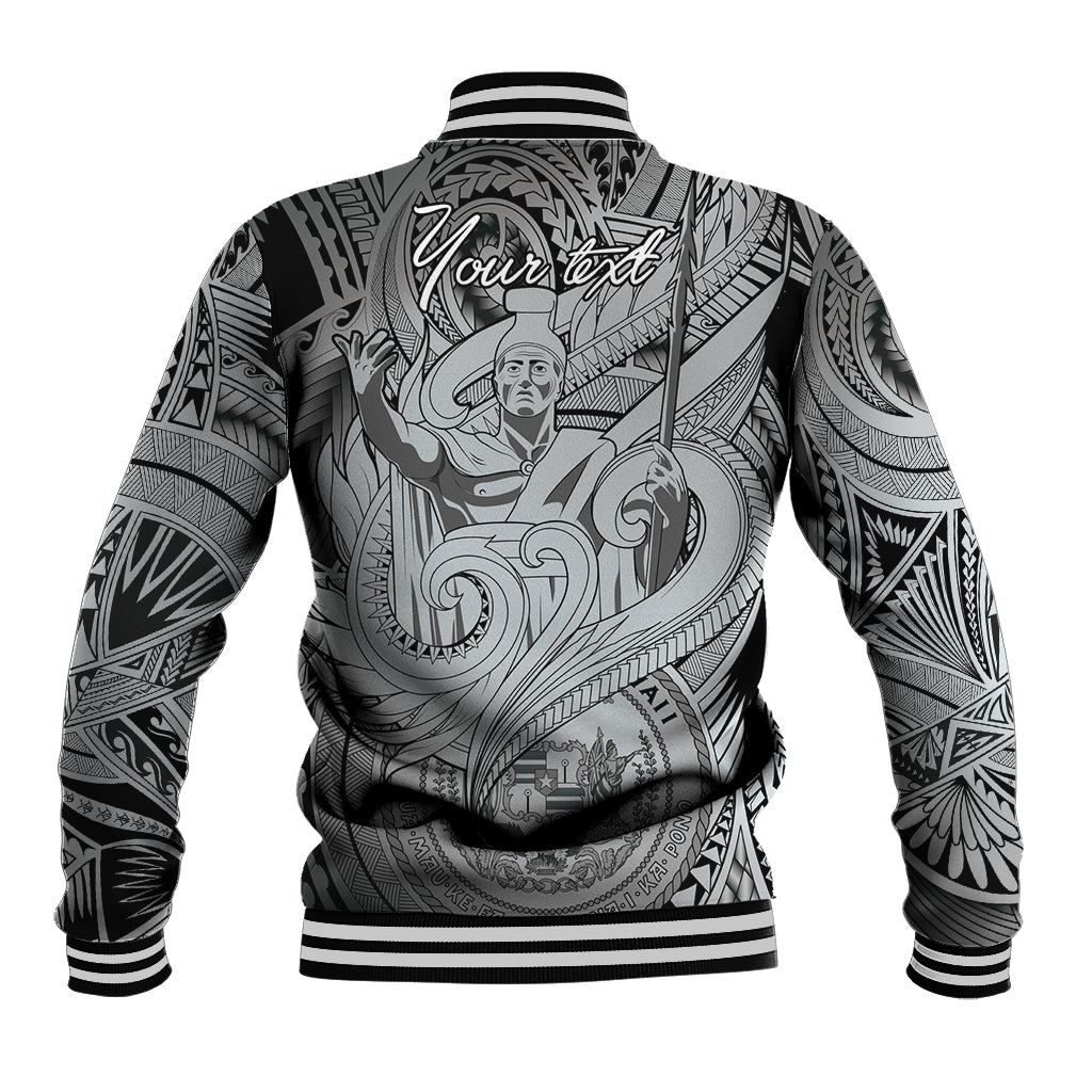 Personalised Aloha King Kamehameha Spirits Baseball Jacket Grey Special LT9 - Polynesian Pride