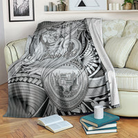 Personalised Aloha King Kamehameha Spirits Blanket Grey Special LT9 Grey - Polynesian Pride