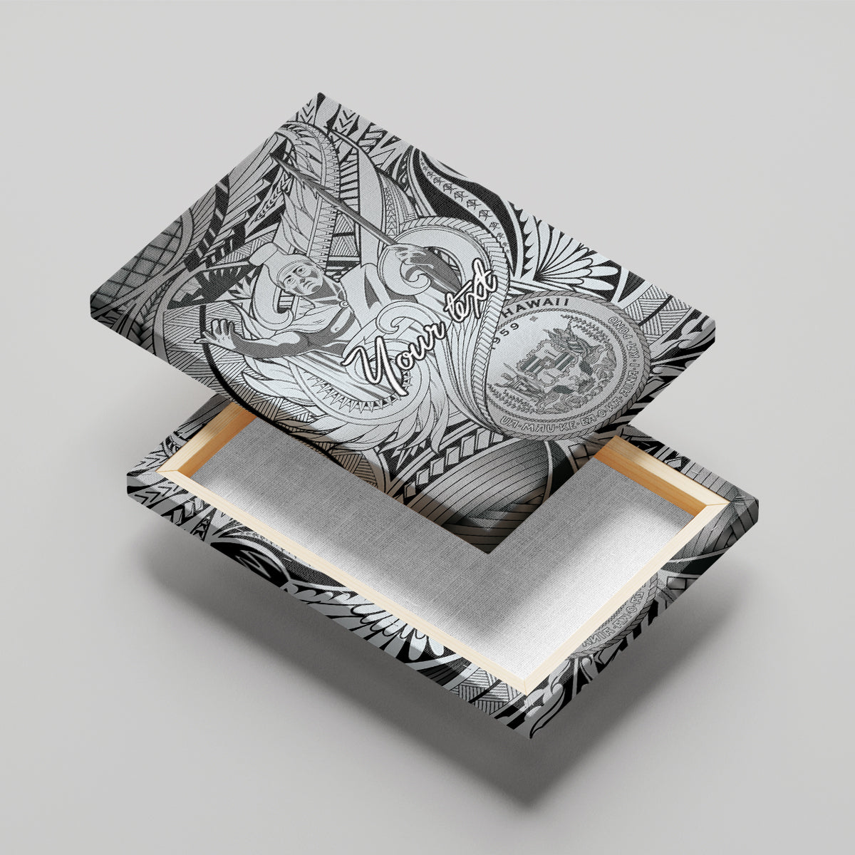 Personalised Aloha King Kamehameha Spirits Canvas Wall Art Grey Special