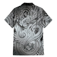 Personalised Aloha King Kamehameha Spirits Family Matching Mermaid Dress and Hawaiian Shirt Grey Special LT9 - Polynesian Pride