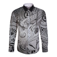 Personalised Aloha King Kamehameha Spirits Long Sleeve Button Shirt Grey Special LT9 Unisex Grey - Polynesian Pride