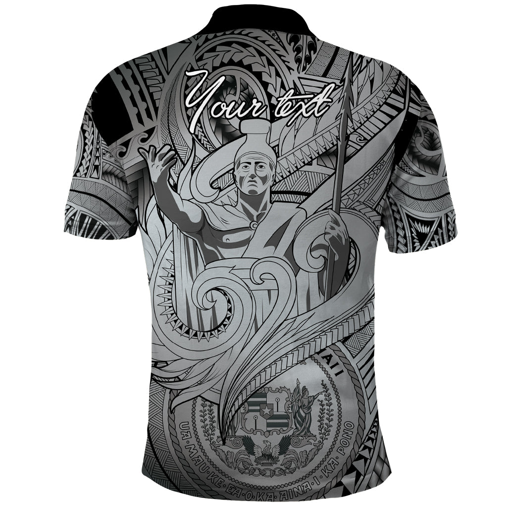 Personalised Aloha King Kamehameha Spirits Polo Shirt Grey Special LT9 - Polynesian Pride