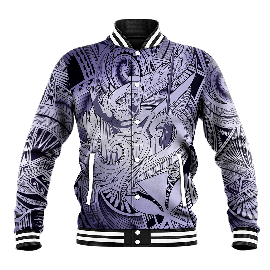 Personalised Aloha King Kamehameha Spirits Baseball Jacket Violet Special LT9 Unisex Violet - Polynesian Pride